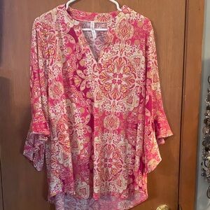 Dear Scarlett Faith Floral Women's Blouse in Pink and Orange